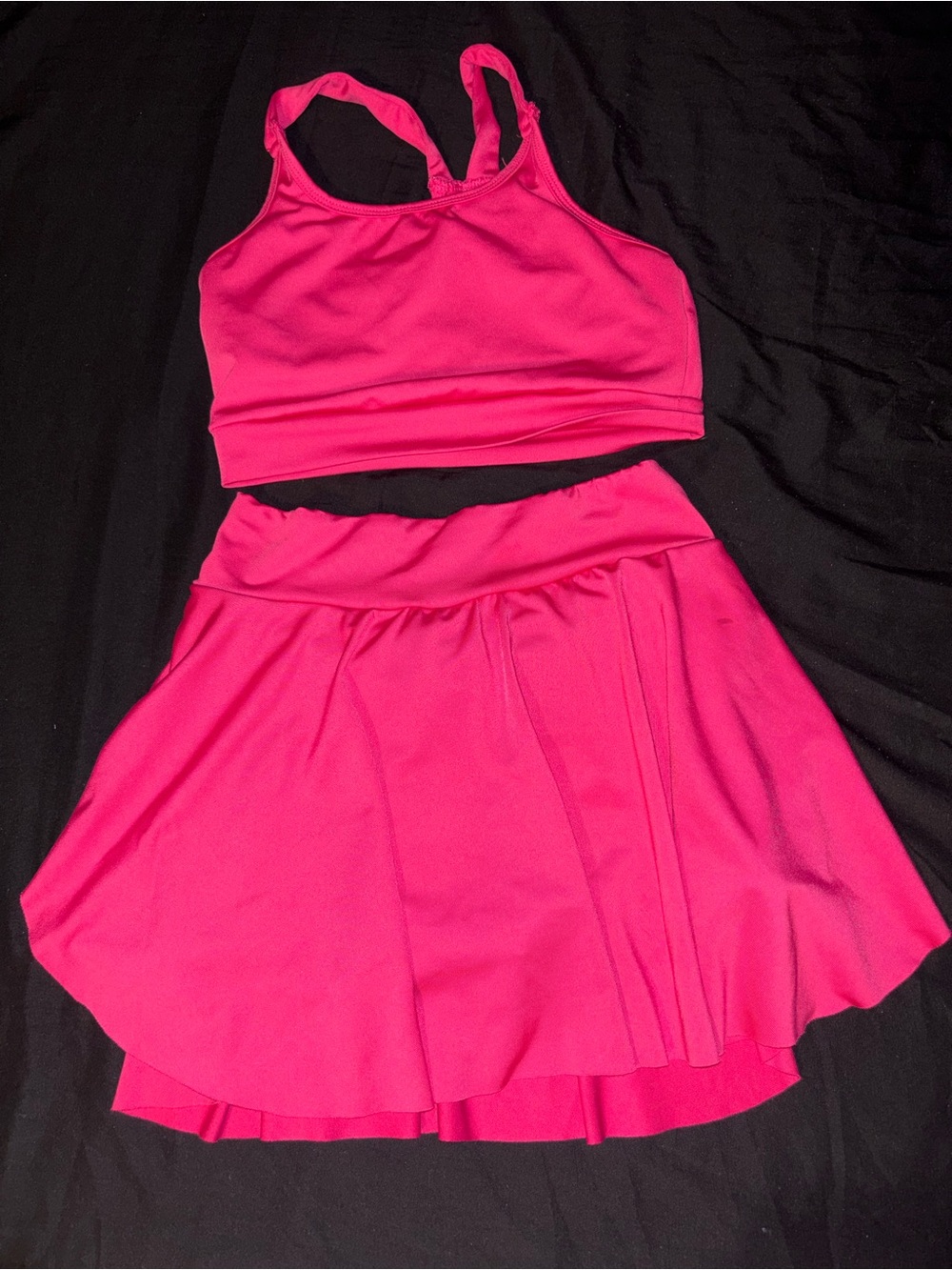 Girls' Hot Pink Sports Bra & Skirt Active Set